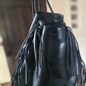Vuctoria Secrets Black Fringe Leather Bag